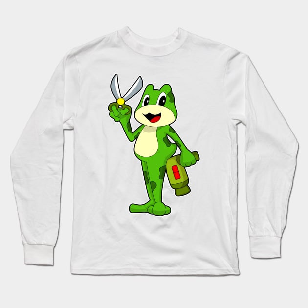 Frog Hairdresser Scissors Hair dryer Long Sleeve T-Shirt by Markus Schnabel